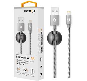 Datový kabel ALIGATOR PREMIUM 2A, Lightning šedý