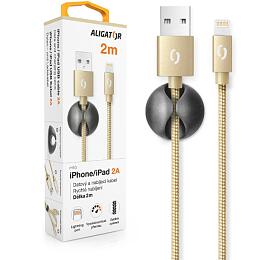 Datový kabel ALIGATOR PREMIUM 2A, Lightning 2m zlatý
