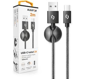Dat. kab. ALIGATOR PREMIUM 2A, USB-C 2m černý