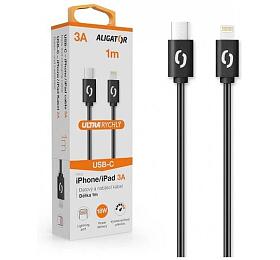 Datový kabel ALIGATOR POWER 3A, USB-C/Lightning, 1m černý