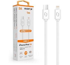 Datový kabel ALIGATOR POWER 3A, USB-C/Lightning, 1m bílý