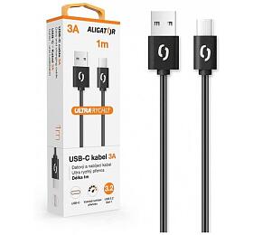 Datov kabel ALIGATOR POWER 3A, USB-C , 1m ern
