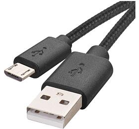 Emos nabíjecí a datový kabel USB-A 2.0 / micro USB-B 2.0, 2 m, černý (SM7008BL)