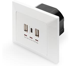 DIGITUS Nabíjecí zásuvka na zeď pro smartphony/tablety s 2 x USB A, 1 x USB Type-C ™, 3100 mA, UP (DA-70618)