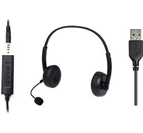 Sandberg PC sluchtka 2in1 Office Headset Jack+USB s mikrofonem, ern (126-21)