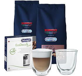 SET DeLonghi: Kva Kimbo Prestige 1kg + Kimbo Classic 1kg + EcoDecalk mini + Skleniky na cappuccino