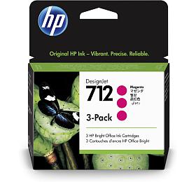 HP 712 Ink. npl purpurov, trojbalen, 3ED78A
