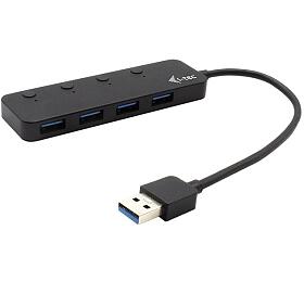 i-tec USB HUB METAL/ 4 porty/ USB 3.0/ tlatko On/Off pro zapnut a vypnut/ kovov/ ern (U3CHARGEHUB4)