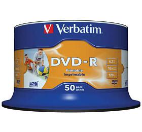 VERBATIM DVD-R(50-Pack)Spindle/Inkjet Printable Wide/16x/4.7GB (43533)