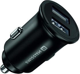 SWISSTEN CL ADAPTÉR 2x USB 4,8A METAL ČERNÝ