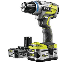 Ryobi R18PDBL-252S, 18 V bezkomuttorov pklepov vrtaka + 1x 2Ah + 1x 5Ah baterie + nabjeka ONE+