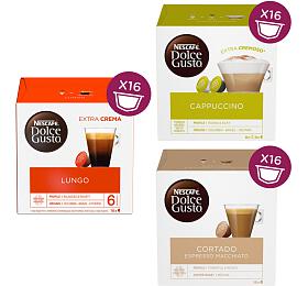 SET Nescaf Dolce Gusto Cappuccino, 16ks + Lungo, 16ks + Cortado, 16ks