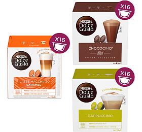 SET Nescaf Dolce Gusto Chococino, 16ks + Latte Macchiato Caramel, 16ks + Cappuccino, 16ks