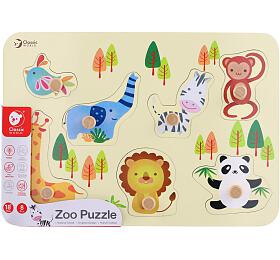 Teddies Vkldaka/Puzzle deskov obrysov zoo devo 30x21cm ve flii 18m+