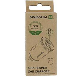 SWISSTEN CL ADAPTR 2x USB 4,8A METAL SILVER (ECO BALEN)