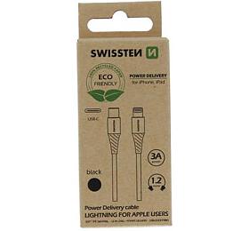 DATOVÝ KABEL SWISSTEN USB-C/LIGHTNING ČERNÝ 1,2M (ECO BALENÍ)