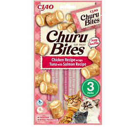 INABA Churu Cat Bites Chicken wraps&amp;Tuna Salmon Pure 3x10g