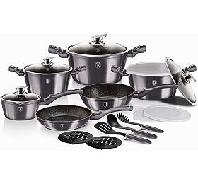 Sada ndob BERLINGERHAUS Carbon PRO Line BH-6887 s mramorovm povrchem, 18 ks