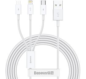 Nillkin baseus CAMLTYS-02 Superior Fast Charging Datový Kabel 3v1 USB-C, Lightning, MicroUSB 1.5m White