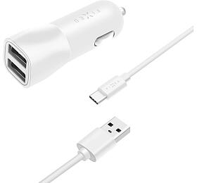 Set autonabjeky FIXED s 2xUSB vstupem a USB/USB-C kabelu, 1 metr, 15W Smart Rapid Charge, bl