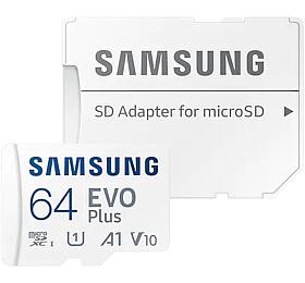 Paměťová karta Samsung micro SDXC 64GB EVO Plus + SD adaptér (MB-MC64KA/EU)
