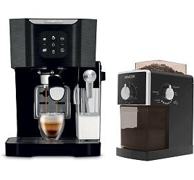 SET Kávovar Sencor SES 4040BK + Elektrický kávomlýnek Sencor SCG 5050BK