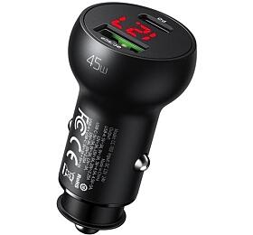 45W PD Car Charger with Digital Display