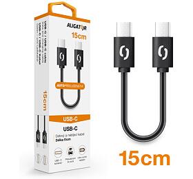 Datový kabel ALIGATOR POWER USB-C/USB-C 15cm, černý