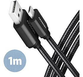 Axagon AXAGON BUMM-AM10AB, HQ kabel Micro USB &lt;-&gt; USB-A, 1m, USB 2.0, 2.4A, ALU, oplet, ern