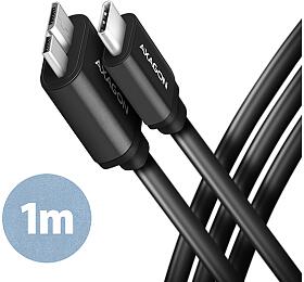 Axagon AXAGON BUMM3-CM10AB, SPEED kabel Micro-B USB &lt;-&gt; USB-C, 1m, USB 3.2 GEN 1, 3A, ALU, tpe, ern