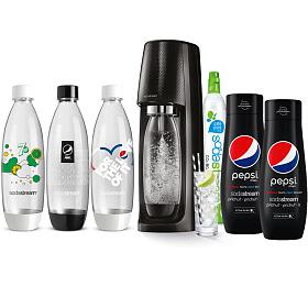 SodaStream Spirit Black +&amp;nbsp;Náhradní láhve FUSE 3&amp;nbsp;x 1l&amp;nbsp;+ Sirup Pepsi MAX 440 ml&amp;nbsp;+ Sirup Pepsi MAX 440 ml