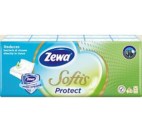 Zewa Softis Protect 4vrstvé papírové kapesníky, 10× 9&amp;nbsp;ks