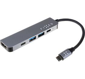 5-portov hlinkov USB-C FIXED HUB Mini pro notebooky a tablety, ed