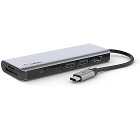 Belkin USB-C 7v1 Multiport adapter - 4K HDMI, USB-C PD 3.0, 2x USB-A 3.0, čtečka SD a micro SD karet, 3,5mm jack (AVC009btSGY)