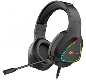 C-Tech herní sluchátka C-TECH Midas (GHS-17BK), casual gaming, RGB podsvícení, černá