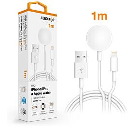 Nabjec kabel ALIGATOR 2v1 pro iPhone/iPad a Apple Watch, bl