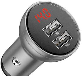 Baseus duln USB adaptr do automobilu s displejem 4,8A 24W, ed (CCBX-0G)