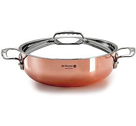 Hrnec de Buyer, 6232.28 PRIMA MATERA, mdn, poklice z nerezov oceli, zaoblen tvar, 2 rukojeti z lit nerezov oceli, prmr 28 cm, objem 4,9 L, vka 10 cm, vha 3,12 kg