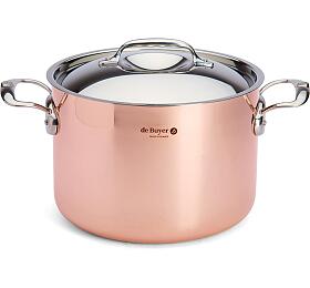 Hrnec de Buyer, 6243.24 PRIMA MATERA, vysok, mdn, poklice z nerezu, prmr 24 cm, objem 7,5 L, vka 16,5 cm, 2 rukojeti z nerezov oceli