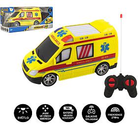 Teddies Auto RC ambulance plast 20cm na dlkov ovldn 27MHz na baterie se svtlem v krabici 28x13x11cm