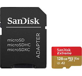 SanDisk Extreme microSDXC 128GB pro akn kamery + SD Adapter 190MB/s and 90MB/s, A2 C10 V30 UHS-I U4