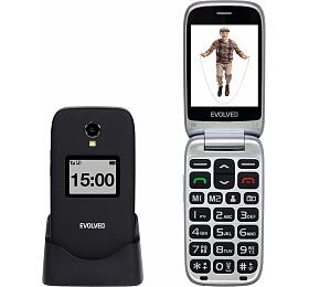 EVOLVEO EasyPhone FP, vyklápěcí mobilní telefon 2.8&quot; pro seniory s nabíjecím stojánkem (černá) (EP-770-FPB)