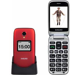EVOLVEO EasyPhone FP, vyklápěcí mobilní telefon 2.8&quot; pro seniory s nabíjecím stojánkem (červená) (EP-770-FPR)