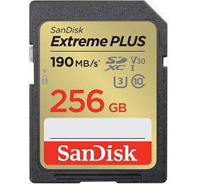 SanDisk Extreme PLUS 256 GB SDXC Memory Card 190 MB/s and 130 MB/s, UHS-I, Class 10, U3, V30