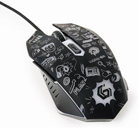Gembird Myš MUS-6B-GRAFIX-01, černá s grafickým potiskem, USB
