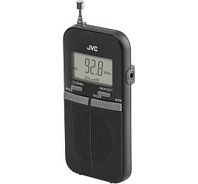 JVC RA-E411B, kapesní, digitální FM&amp;nbsp;tuner, černý