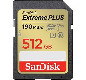 SanDisk Extreme PLUS 512 GB SDXC Memory Card 190 MB/s and 130 MB/s, UHS-I, Class 10, U3, V30