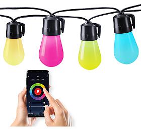 Solight LED smart venkovn etz s RGB rovkami, bluetooth, 15 rovek, 14m+6m, 10W