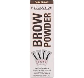 Pudr na obo Makeup Revolution London Brow Powder Stamp &amp; Stencil, 0,65 ml, odstn Dark Brown