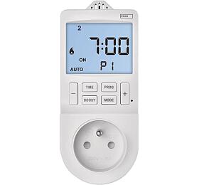 Emos termostat do&amp;nbsp;zásuvky s&amp;nbsp;funkcí digitálního časovače 2v1